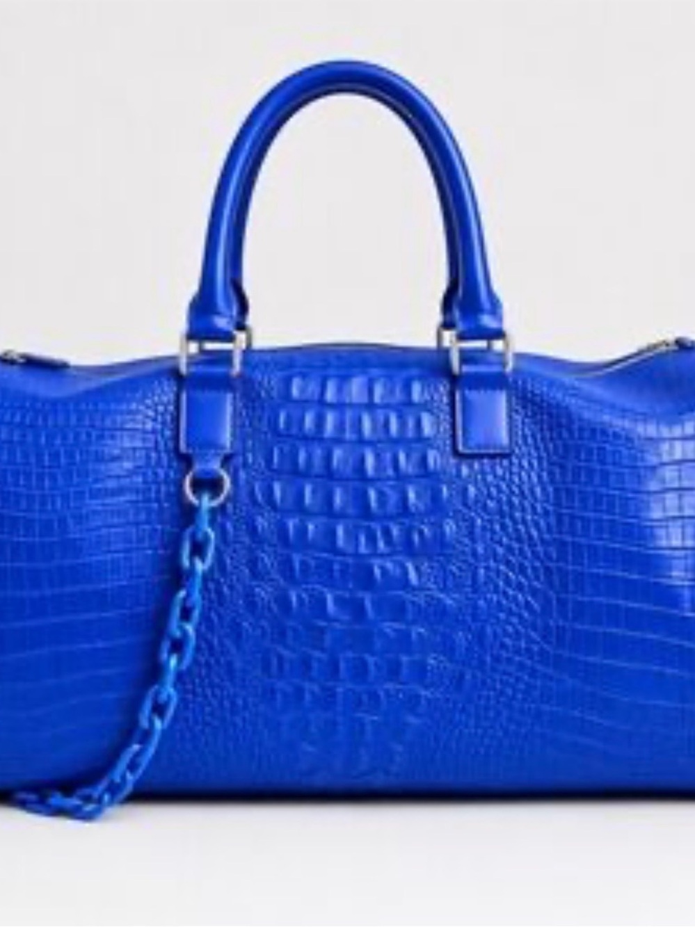 PRIVATA Blue Croc-Embossed Women's Satchel